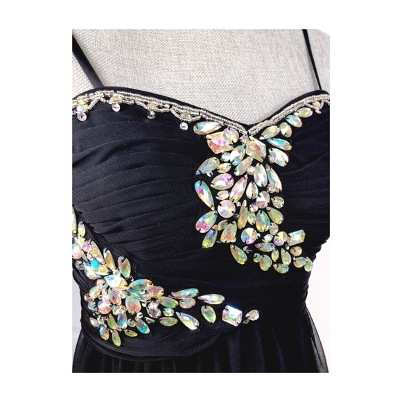 ELLIE MAKENZIE BLACK EMBELLISHED GOWN - Picture 2 of 5